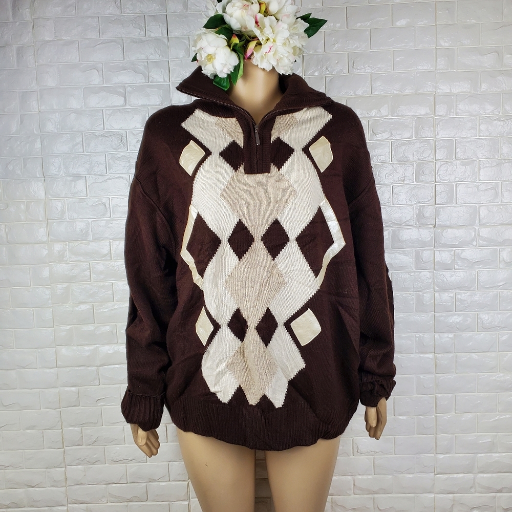 maestro large brown & beige pull over - Picture 2 of 7